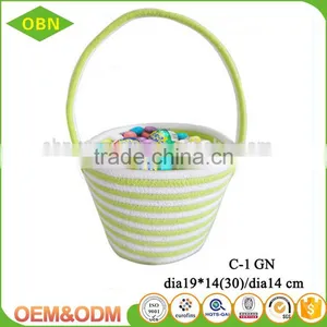 Personalized Cotton Cord Coiled Stylish Empty Easter Egg Storage Basket With Handle thumbnail-2