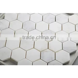 MM-CV248 High Quality Contemporary Natural Stone Hexagon White Carrara Marble Mosaics thumbnail-2