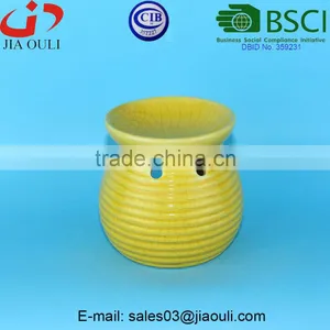 Teal and Yellow Crakle Glazed Ceramic Oil Burner, Fragrance Oil Burner thumbnail-3