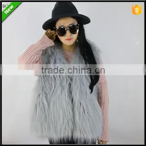 Top Quality Luxury Hot Sale Lady Waistcoat Silver Faux Fox Fur Vest thumbnail-1