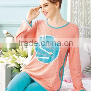 Apparal Fashion Women Short Sleeve Tops Two Piece Sleepwear Set thumbnail-1