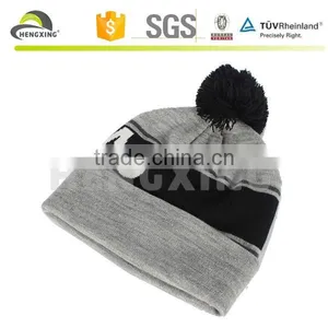 Gray And Purpule Canada Text Custom Knitted Pom Beanie Hat thumbnail-2
