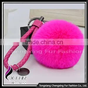 CX-R-24 Rabbit Fur Pom Pom Promotional Gift Fur Ball Keychain Mobile Phone Strap thumbnail-5