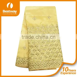 2015 Champagne Lace Wedding Dresses Latest Fashion Bestway Textile African Raw Silk George Fabric thumbnail-5