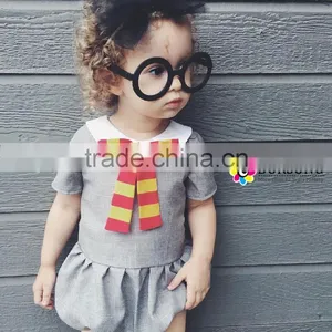 Custom Design Baby Girl Clothes Summer Kids Short Sleeve Doll Neck School Frocks Fashion Rompers thumbnail-1