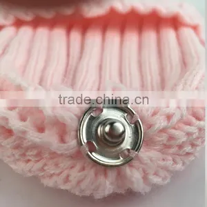 Myfur Baby Pink Removable Real Dyed Raccoon Fur Pom Poms Crochet Hat thumbnail-5