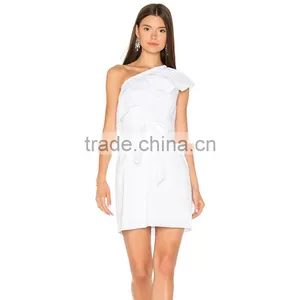 White One Shoulder Elegant Short Simple Ladies Evening Dinner Dresses thumbnail-6