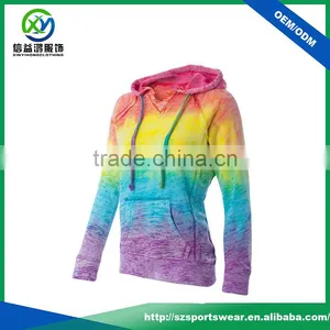 OEM Good Quality Colorful Printing Women Hooded Sweatshirt With Big Pocket thumbnail-1