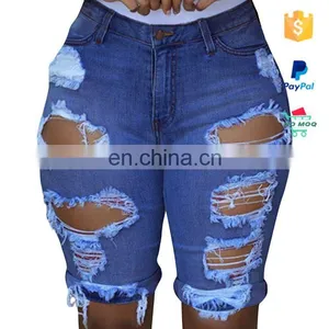 Plus Size Hole Jeans Denim Woman Shorts thumbnail-3