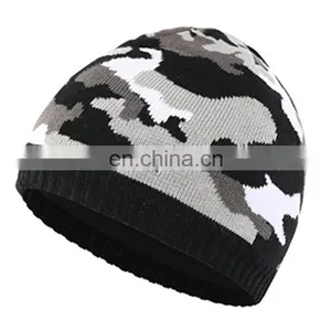 Men's Winter Hat Outdoor Camo Knitted Fleece Lined Beanie Hat thumbnail-4