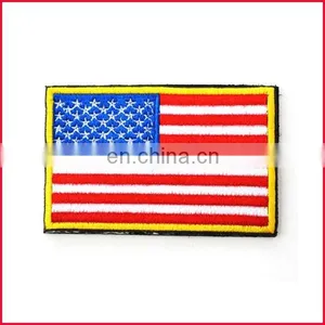 Wholesale American Flag Iron on Embroidered Patch With Gold Border thumbnail-1