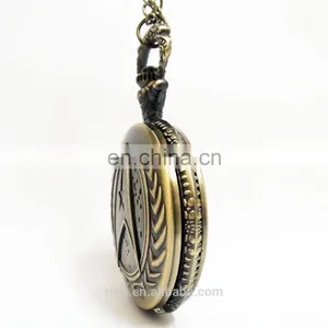 Fashion Bronze Star Trek Star Fleet Dome Bronze Quartz Pocket Watch Analog Pendant Necklace Men Women thumbnail-3