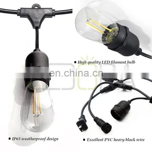 Outdoor String Light 48FT S14 LED Bulbs E26 E27 for Holiday Garden Patio Christmas Use Fairy String Light thumbnail-2