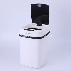 Smart Trash Can Waste Bin Dustbin X1-1 Capacity 10L Sensor and Touch Flip Battery Powered White and Black thumbnail-1