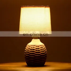 European Style Antique Ceramic Table Lamp and Ratton Pattern Desk Lamp thumbnail-3