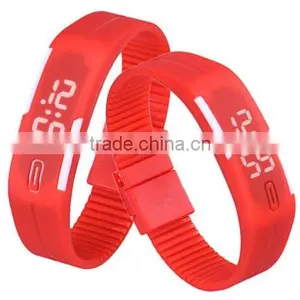 Red Fashion Silicone LED Sports Bracelet Waterproof Digital Wrist Watch Women thumbnail-5
