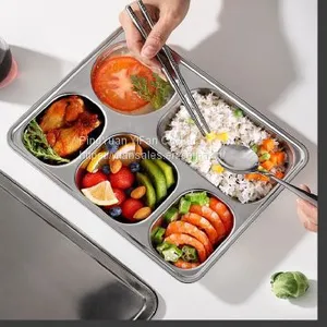 304 Stainless Steel Dinner Plate - 5 in 1 Compartment Tray thumbnail-1