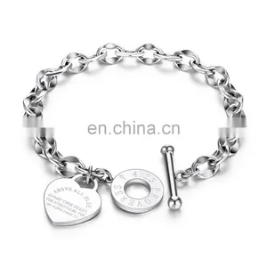 Romantic Creative Chinese Factory, Custom Heart Pendant Rose Gold Plated Chain Bracelet Women Jewelry For Party/ thumbnail-3