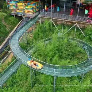 Scenic Area Large Glass Water Slide Net Red Project Outdoor Amusement Equipment Transparent High-altitude Rafting Manufacturers Customized thumbnail-5