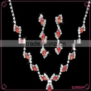 Factory Wholesale 2016 New Design Red Crystal Rhinestone Jewelry Set Supplier's Choice thumbnail-1