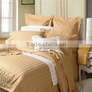 Hotel Bedding Set Solid or White Color 100% Cotton Stripe Fabric thumbnail-1