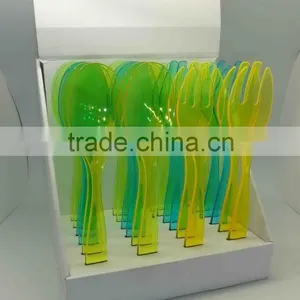 PLASTIC PS 2PCS SALAD SPOON AND FORK SET TRANSPARENT thumbnail-2