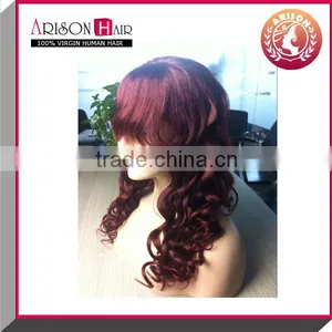 Brazilian Hair Full Lace Virgin Wigs With Bangs thumbnail-1