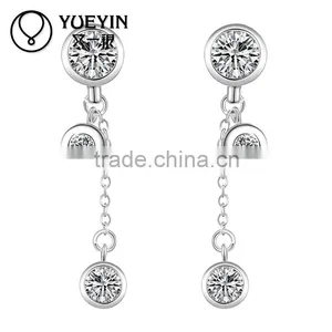 2015 Newest Style With Three Diamond Sliver Plated Earrings thumbnail-1