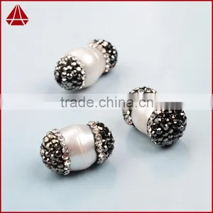 Wholesale Natural Freshwater Pearl Beads With Rhine Stone Paved, Freshwater Pearl Jewelry Quality Choice thumbnail-1