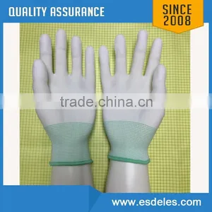 Hot Sale ESD Clean Fabric pu Dotted Safety Glove thumbnail-5