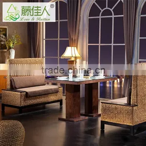 High Quality 4 Seat Pizza Hut Cafe Single Restaurant Wicker Woven Booth thumbnail-1
