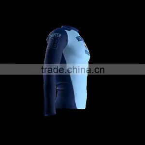 Polyester Spandex Long Sleeves Warriors Compression Shirt/Rash Guard With Club Logo Player Name and Numbers at Sleeves thumbnail-3