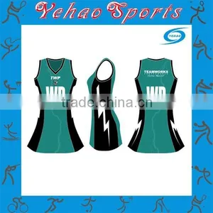 Nice Green Black Cheap Sublimated Netball Dress for Sale thumbnail-1