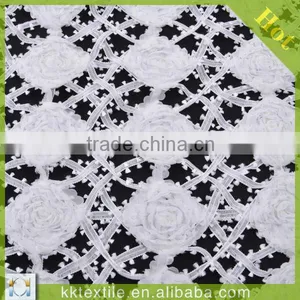 SATIN and Chiffon Ribbon Embroidery Lace for Evening Dress thumbnail-1