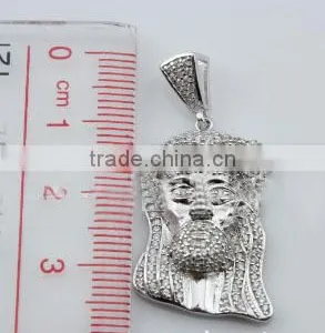 Wholesale Fashion Hip Hop Jewelry Gold Plated 925 Sterling Silver CZ Created Diamond Jesus Face Head Pendant Piece Jesus Pendant thumbnail-2