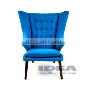 Replica Hans J Wegner Papa Bear Chair - Dark Blue Fabric thumbnail-2