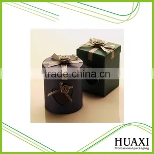 Huaxin Column Round Paper Gift Window Box With Silk Ribbon thumbnail-1