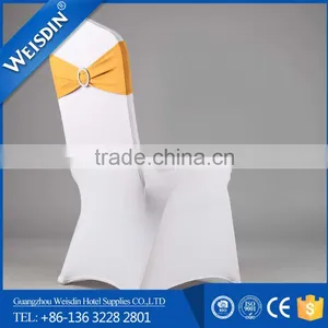 Top Quality Shirred Lycra Spandex Chair Cover With Diamond Buckle Wholesale Wedding Chair Cover With Plume Sash thumbnail-3