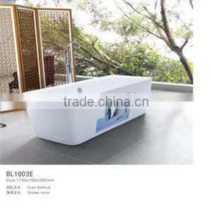 Hot Sale Flat Acrylic Elliptical Bathtub Screen With Mix Valve Shower thumbnail-1