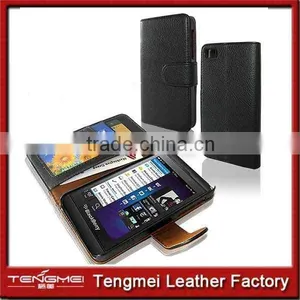 Classic Black PU Leather Stand Case Cover Screen Protector Bumper Case for Blackberry thumbnail-1