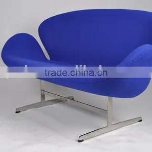 Living Room Sofa Furniture Cashmere Two Seat Swan Sofa thumbnail-1