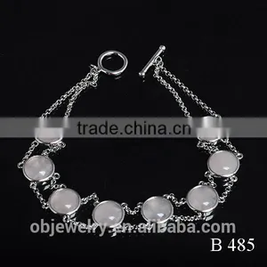 Elegant 925 Silver Rose Quartz Gemstone Bracelet thumbnail-3