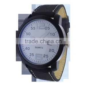 New Wrist Watches Men's Sport Military Quartz Black Leather Watch Strap thumbnail-2