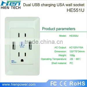 15A Portable Battery Powered Outlet USA Plug Type With 2 USB Ports 2 Gang Socket thumbnail-3