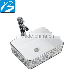 Best Price Popular Ceramic Color Hand Paints Art Rectangular Wash Basin thumbnail-1