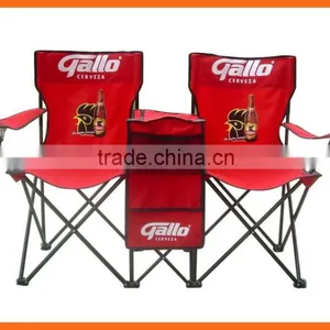 Folding Double Camping Chair With Umbrella and Cooler Table thumbnail-5