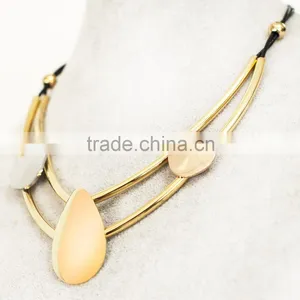 Statement Necklace 2016 Leather Rope Stainless Steel Necklace Jewelry thumbnail-1