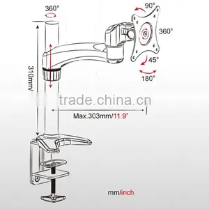 Aluminum With Grommet Desk Clamp Vesa Desk Mount thumbnail-2