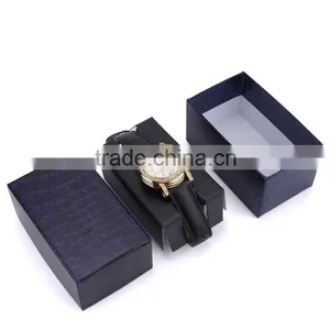 Chinese Factories Wholesale Custom Crocodile Grain Leather Watch Box, Blue Beautiful Gift Box thumbnail-1