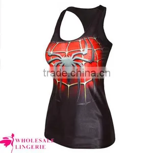 2015 New Design Ladies Cute Cheap Tank Tops Spider Printed Wholesale thumbnail-2